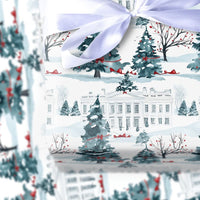 Patriotic Winter Gift Wrap, White House Christmas Wrapping Paper, Scenic Landmark Wrapping Paper, Elegant Holiday Present Paper