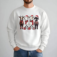 Adorable Festive Farm Animal Crewneck, Christmas Goat Sweatshirt, Santa Hat Goat Sweater, Holiday Animal Lover Pullover, Winter Xmas Present