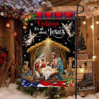 Its All About Jesus Holy Family Yard Flag, Christmas Nativity Garden Flag, Christian Holiday Outdoor Flag, Double-Sided Religious Decor