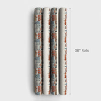 Snowy European Market Gift Wrap, Christmas Village Wrapping Paper, Holiday Town Square Wrapping Paper, Festive Winter Street Gift Wrap