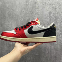 Low Top Sneakers, White Black Red Colorway, Lace Up Design, Casual Gift for Sneaker Fans