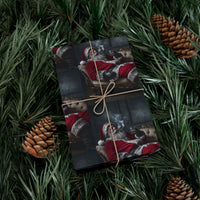 Smoking Santa Claus Gift Wrap, Vintage Santa Wrapping Paper, Retro Holiday Gift Wrapping Paper, Humorous Christmas Present Paper Roll