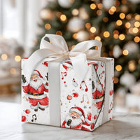 Musical Note Gift Wrap, Singing Santa Wrapping Paper, Watercolor Santa Claus Wrapping Paper, Music Lover Christmas Present Wrap Roll