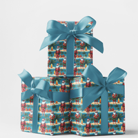 Beach Christmas Gift Wrap, Tropical Santa Wrapping Paper, Coastal Holiday Wrapping Paper, Island Santa Present Paper, Summer Gift Wrap Roll