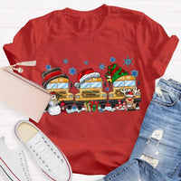 Snowflake Holiday Graphic T-Shirt, School Bus Christmas Shirt, Adorable Bus Driver Christmas Tee, Back to School Winter Holiday Shirt