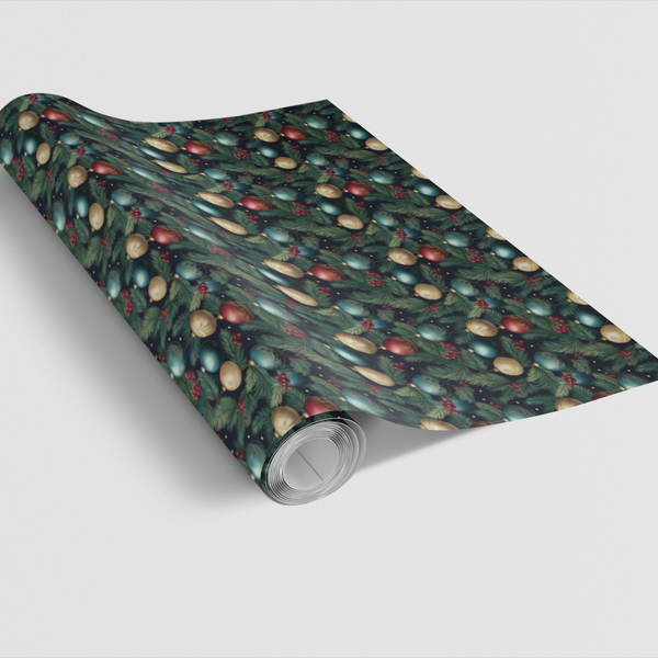 Pine Branch Holiday Gift Wrap, Fir and Frost Christmas Wrapping Paper, Evergreen Xmas Wrapping Paper, Classic Holiday Gift Wr