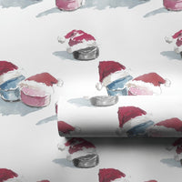 Christmas Sports Gift Wrap, Hockey Puck Santa Hat Wrapping Paper, Adorable Hockey Holiday Paper, Festive Winter Wrapping Paper, Hockey Fan Present