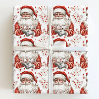 Vintage Christmas Poker Gift Wrap, Santa Playing Poker Wrapping Paper, Humorous Gambler Wrapping Paper, Casino Card Player Holiday Gift Wrap