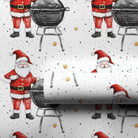 Humorous BBQ Christmas Wrapping Paper, Charcoal Grill Santa Wrapping Paper, Holiday Grilling Wrapping Paper, Secret Santa Gift Wrap Roll