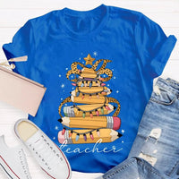 Adorable Holiday Educator Shirt, Christmas Light Pencils Teacher T-Shirt, Festive School Teacher Christmas Tee, Winter Holiday T-Shirt Present