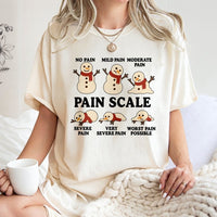 Humorous Medical Christmas Tee, Snowman Pain Scale T-Shirt, Melting Snowman Nurse Doctor Graphic Shirt, Winter Healthcare Worker Present T-Shirt