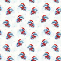 Festive Ocean Animal Holiday Gift Wrap, Santa Dolphin Christmas Wrapping Paper, Marine Life Xmas Wrapping Paper, Adorable Dolphin Present Wrap