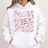 Coquette Bow Christmas Sweatshirt, Just a Girl Who Loves Christmas Hoodie, Adorable Girly Holiday Pullover, Festive Christmas Hoodie for Her