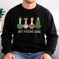 Adorable Holiday Bird Christmas Sweatshirt, Festive Goose Christmas Sweatshirt, Humorous Winter Animal Crewneck, Comfy Xmas Goose Sweatshirt, Present