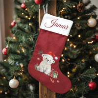 Custom Bear Cub Holiday Stocking, Polar Bear Christmas Stocking, Personalized Xmas Stocking, Adorable Animal Christmas Decor, Kids Holiday Present