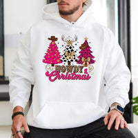 Pink Leopard Cowgirl Hoodie, Howdy Christmas Hoodie, Western Holiday Graphic Sweatshirt, Retro Country Xmas Pullover