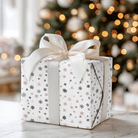 Modern Winter Holiday Gift Wrap, Pastel Snowflake Wrapping Paper, Delicate Snowflake Wrapping Paper, Adorable Christmas Present Paper Roll