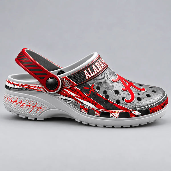 ALA Script A - Crimson and Steel Clog Sandals - main