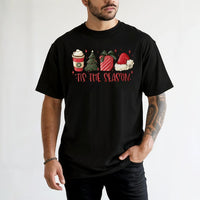 Festive Holiday Tree Graphic Tee, Tis the Season Christmas T-Shirt, Adorable Christmas Coffee Shirt, Winter Holiday Womens Tee