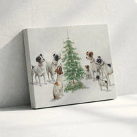 Vintage Dog Canvas Print, Jack Russell Terrier Christmas Canvas Art, Holiday Pet Canvas Wall Art, Festive Puppy Wall Decor, Dog Lover Present