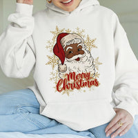 African American Santa Claus Hoodie, Black Santa Hoodie, Merry Christmas Graphic Hoodie, Vintage Holiday Pullover, Festive Winter Sweatshirt