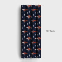 Navy Blue Fisherman Santa Gift Wrap, Fishing Santa Wrapping Paper, Angler Dad Christmas Present Paper, Outdoor Xmas Gift Wrapping Paper
