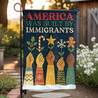 Christmas Solidarity Garden Flag, America Was Built by Immigrants Garden Flag, Patriotic Yard Flag, Seasonal Holiday Garden Banner Present