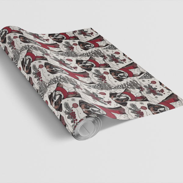 Winter Toile Dog Gift Wrap, Boxer Dog Christmas Wrapping Paper, Retro Boxer Holiday Wrapping Paper, Dog Lover Xmas Present Wr