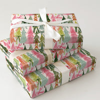 Whimsical Bow Tree Gift Wrap, Colorful Christmas Tree Wrapping Paper, Pink Orange Holiday Present Paper, Modern Christmas Gift Wrapping Paper