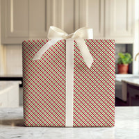 Diagonal Plaid Gift Wrap, Red Green Gingham Wrapping Paper, Classic Check Christmas Wrapping Paper, Rustic Holiday Festive Wrapping Paper