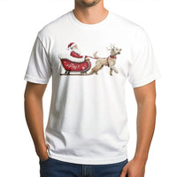 Santa Claus Sleigh Doodle Dog Graphic Tee, Goldendoodle Christmas T-Shirt, Humorous Dog Lover Xmas Shirt, Adorable Winter Pet Holiday Top