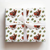Retro Christmas Gift Wrap, Vintage Santa Sleigh Wrapping Paper, Festive Santa Claus Wrapping Paper, Holiday Gift Wrap Paper Roll Decor