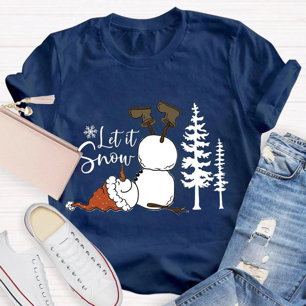 Let It Snow Teacher Shirt, Humorous Snowman Christmas T-Shirt, Adorable Winter Holiday Tee, Festive Classroom Graphic T-Shirt