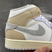 Mid Top Sneakers, White Gray Colorway, Lace Up Design, Casual Gift for Sneaker Fans