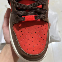 Low Top Sneakers, Orange Brown Colorway, Lace Up Design, Casual Gift for Sneaker Fans