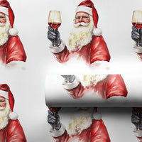 Humorous Red Wine Holiday Gift Wrap, Santa Toasting Wine Wrapping Paper, Drinking Santa Claus Wrapping Paper, Adult Christmas Wrapping Paper