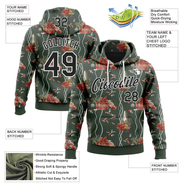Personalized Name Number Sweatshirt, Custom Christmas Sports Hoodie, 3D Graphic Pullover Hoodie, Holiday Game Day Present App