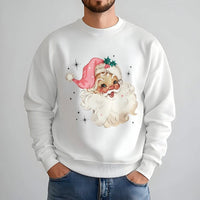 Adorable Pink Vintage Santa Claus Crewneck, Retro Santa Sweatshirt, Girly Pastel Christmas Holiday Sweater, Comfy Tis the Season Pullover Present