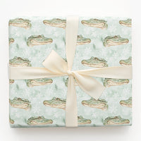 Watercolor Reptile Christmas Gift Wrap, Alligator Holiday Wrapping Paper, Winter Snowflake Present Wrapping Paper, Animal Gift Wrap