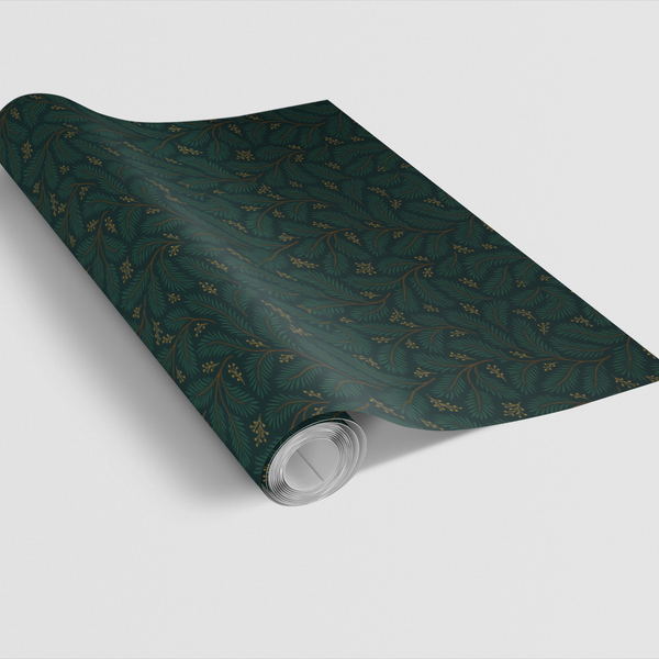 Botanical Pine Needle Gift Wrap, Evergreen Pine Wrapping Paper, Christmas Tree Branch Gift Wrapping Paper, Winter Holiday Pre