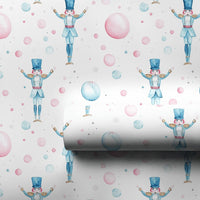 Watercolor Soldier Christmas Wrapping Paper, Nutcracker Gift Wrap Paper, Whimsical Holiday Gift Wrap Roll, Xmas Present Packaging Paper