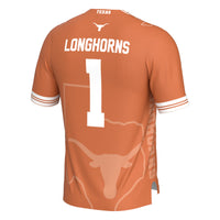 #1 Texas Longhorns Icon Print Football Fashion Jersey - Texas Orange