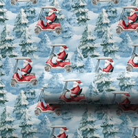 Golf Cart Santa Gift Wrap, Golf Santa Christmas Wrapping Paper, Humorous Golfer Holiday Wrapping Paper, Winter Golf Fan Present Wrapping Paper