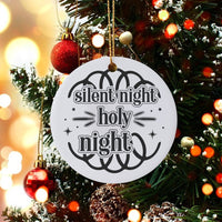 Religious Christian Ceramic Ornament, Silent Night Holy Night Christmas Ornament, Holiday Tree Keepsake Ornament, Family Faith Decor Present