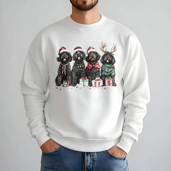 Festive Holiday Dog Crewneck, Goldendoodle Christmas Sweatshirt, Adorable Dog Mom Sweater, Retro Xmas Puppy Pullover, Winter 