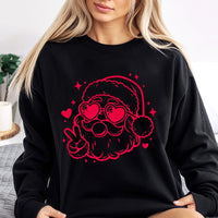 Retro Glasses Christmas Crewneck, Santa Claus Peace Sign Sweatshirt, Humorous Santa Holiday Sweater, Festive Winter Pullover, Xmas Present