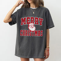 Distressed Retro Santa Graphic Tee, Merry Christmas Santa T-Shirt, Vintage Holiday Classic Shirt, Festive Christmas Apparel for Men Women