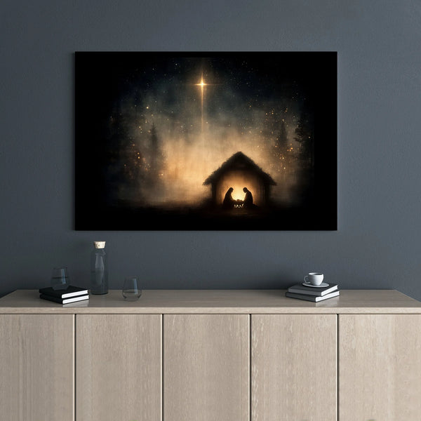 Star of Bethlehem Wall Art, Nativity Scene Canvas Print, Religious Christmas Canvas Art, Christian Holiday Canvas Decor, Chur
