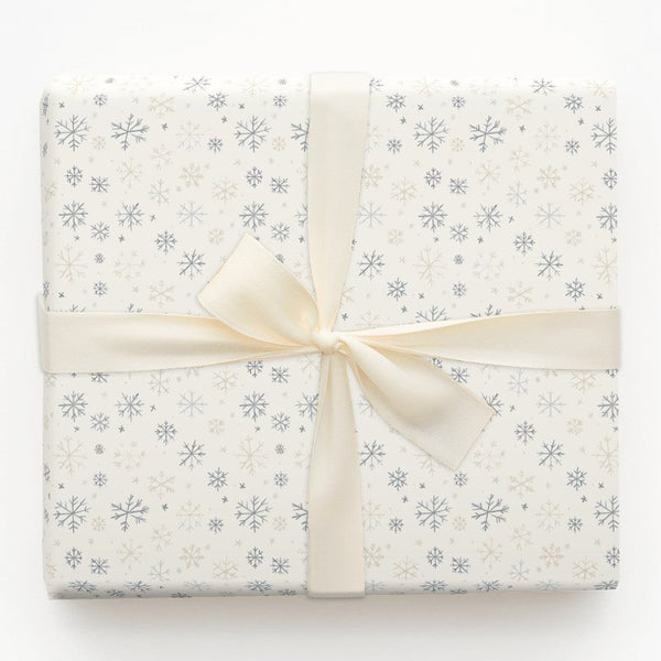 Neutral Winter Gift Wrap, Muted Snowflake Wrapping Paper, Minimalist Blue Beige Wrapping Paper, Elegant Christmas Holiday Wra