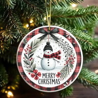 Winter Holiday Ornament, Watercolor Snowman Christmas Ornament, Adorable Festive Snowman Ornament, Comfy Seasonal Xmas Tree Decor Ornament